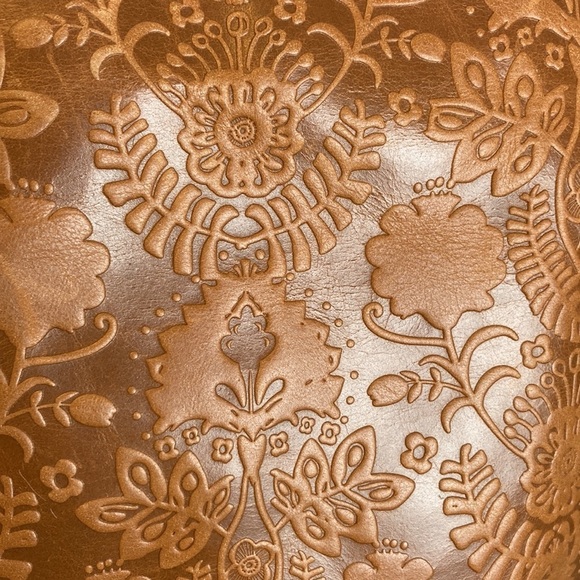 The Sak Indio Genuine Leather Satchel Purse Bag Floral Embossing Western Boho - Picture 5 of 16